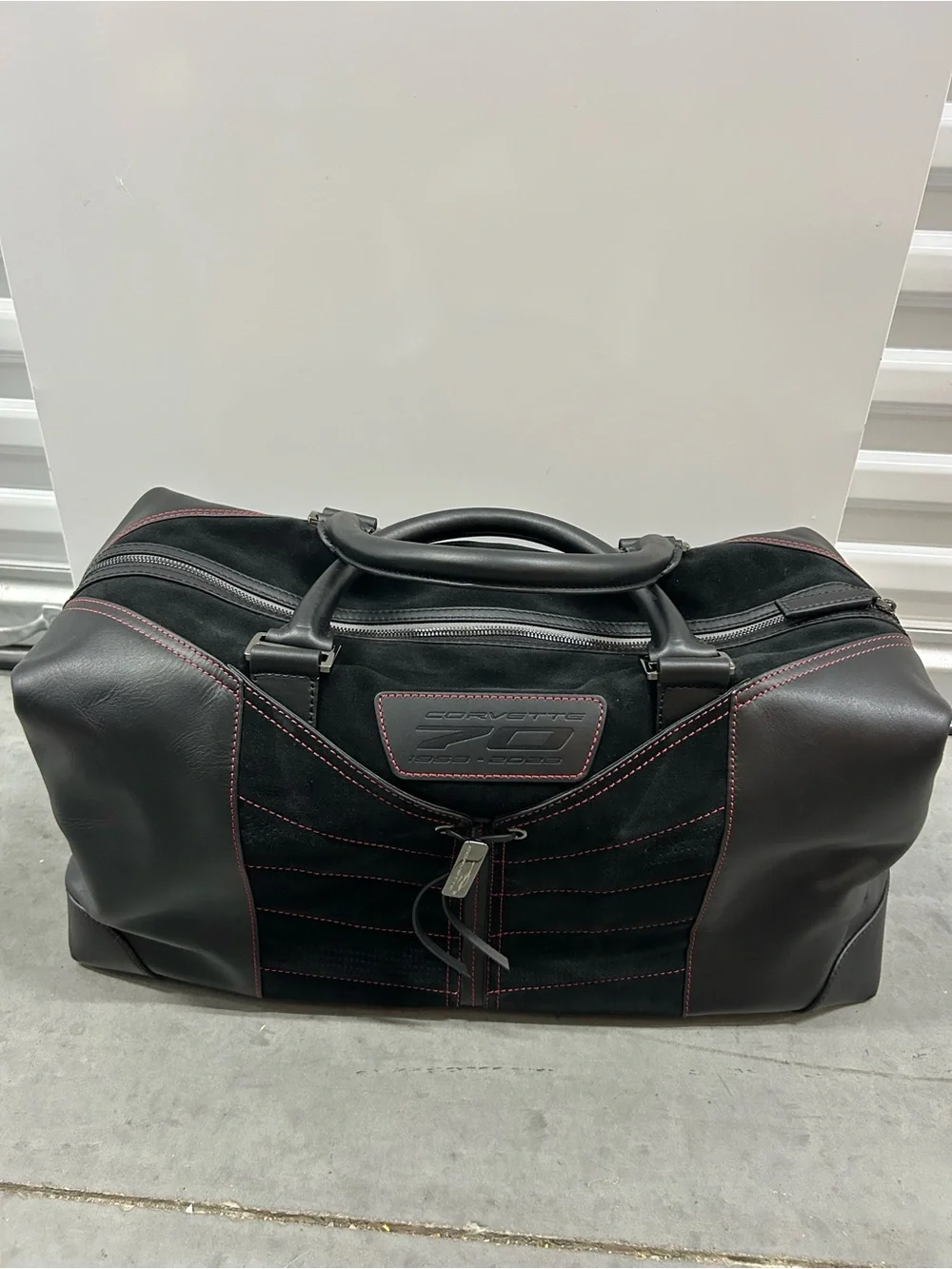 Limited Edition Chevy 70th Anniversary Premium Duffel Bag Leather and Suede RARE